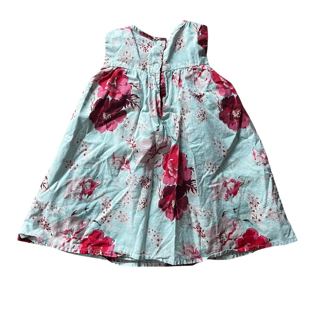 ❤️ 3/$25 baby GAP Floral Dress with Light Teal Background 100% Cotton | 18-24mo - Picture 2 of 4